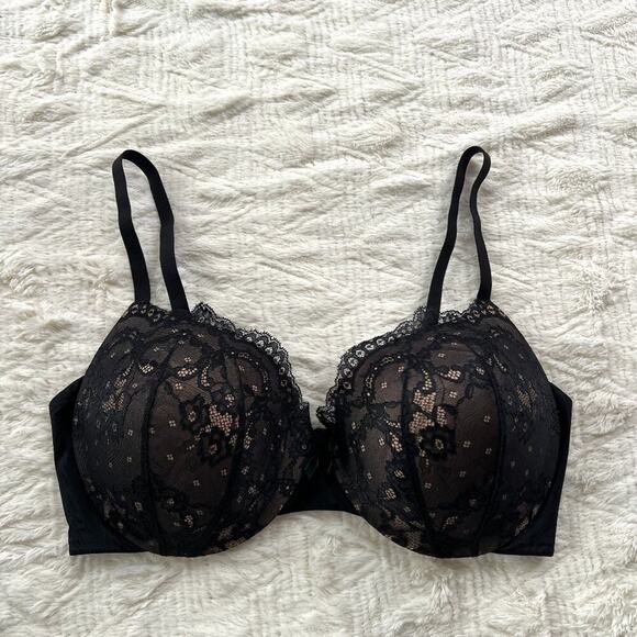 Maidenform Love the Lift Smoothing Black Lace Demi Push-up Bra 38D - Picture 2 of 6